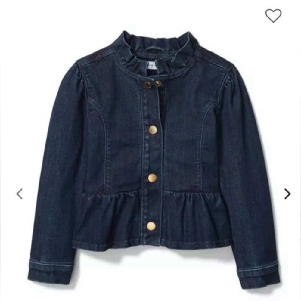 Janie and Jack Ruffle Collar Peplum Girls Denim Jean Jacket Size 7 / 8